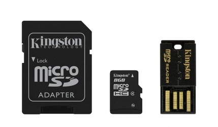 Kingston 8GB Multi Kit / Mobility Kit Clase 4, incl. Tarjeta microSDHC con Adaptadores SD y USB 