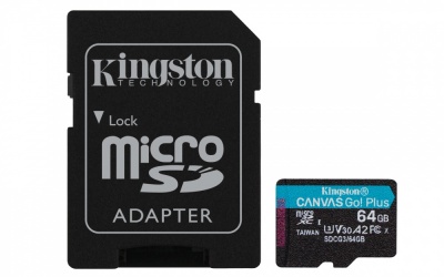 Memoria Flash Kingston Canvas Go! Plus, 64GB MicroSDXC UHS-I Clase 10, con Adaptador 