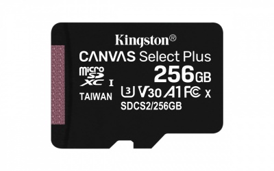 Memoria Flash Kingston Canvas Select Plus, 256GB MicroSDXC UHS-I Clase 10, con Adaptador 