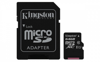 Memoria Flash Kingston Canvas Select, 64GB MicroSD UHS-I Clase 10, con Adaptador 
