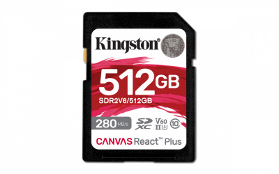 Memoria Flash Kingston Canvas React Plus, 512GB, SD UHS-II Clase 10 