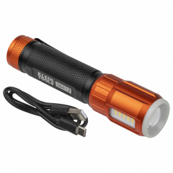 Klein Tools Linterna LED de Mano Recargable 56412, 500 Lúmenes, Naranja/Negro 