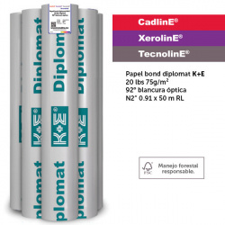 KronalinE Rollo de Papel Bond Diplomat K+E, 75 g/m², 910mm x 50m, 1 Pieza 