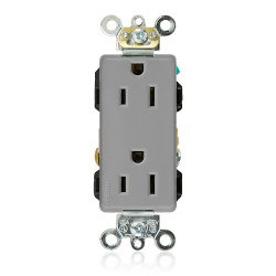 Leviton Tomacorriente 16262-GY, 2 Enchufes, 125V, 15A, Gris 