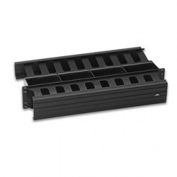 Leviton Organizador Horizontal Doble Frontal y Posterior, 2UR, Negro 