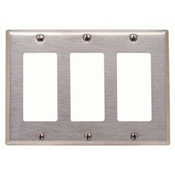 Leviton Placa de Pared 84411-40, 3 Puertos, Acero Inoxidable 