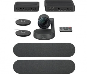 Logitech Sistema de Videoconferencia Rally Plus con Micrófono, 4k Ultra HD, 2x RJ-45, 4x HDMI, 5x USB 2.0, Negro 