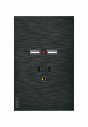 Lucek Tomacorriente BF05-N, 1 Enchufe + 2x USB-A, 110 - 250V, 15A, Negro 