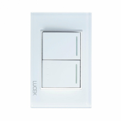 Lucek Placa con Apagador BP02/3-CBB, 2 Interruptores, 127 - 250V, 16A, Cristal Blanco 