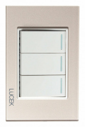 Lucek Placa con Apagador BP03/3-CDM, 3 Interruptores, 127 - 250V, 16A, Cristal Dorado Marfil 