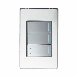 Lucek Placa con Apagador BP03/3-CEN, 3 Interruptores, 127 - 250V, 16A, Cristal Espejo Plata 
