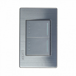 Lucek Placa con Apagador BP09-M/P, 2 Interruptores de Escalera, 127-250V, 16A, Gris Plata 