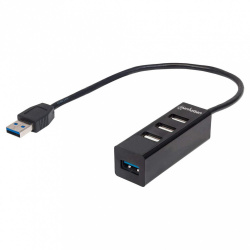 Manhattan Hub USB A 3.0 de 4 Puertos, 5000 Mbit/s, Negro 