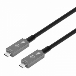 Manhattan Cable USB C Macho - USB C Macho, 7.5 Metros, Gris/Negro 
