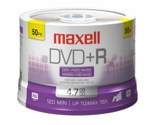 Maxell Torre de Discos Virgenes para DVD, DVD+R, 16x, 4.7GB, 50 Discos 