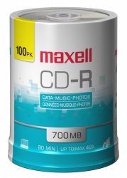 Maxell Torre de Discos Virgenes para CD, CD-R, 48x, 700MB - 100 Piezas 