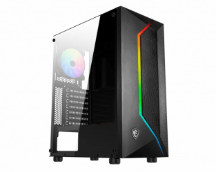 Gabinete MSI MAG VAMPIRIC 100R con Ventana ARGB, Midi-Tower, ATX/Micro-ATX/Mini-ITX, USB 3.2/2.0, sin Fuente, 2 Ventiladores Instalados (1x ARGB), Negro ― Abierto 