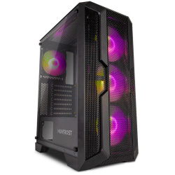 Gabinete Munfrost Luft con Ventana ARGB, Midi-Tower, ATX/Micro-ATX/Mini-ITX, USB 2.0/3.0, sin Fuente, 4 Ventiladores ARGB Instalados, Negro 