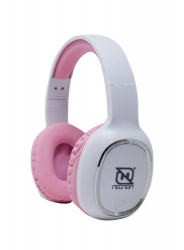 Necnon Audífonos con Micrófono NBH-04, Bluetooth, Inalámbrico, USB, Blanco/Rosa 