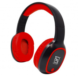 Necnon Audífonos con Micrófono NBH-04, Bluetooth, Inalámbrico, USB, Negro/Rojo 