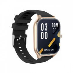 Necnon Smartwatch NSW-101, Touch, Bluetooth, Android/iOS, Negro/Dorado - Resistente al Agua 