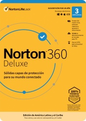 Norton 360 Deluxe/Total Security, 3 Usuarios, 1 Año, Windows/Mac ― Producto Digital Descargable ― ¡Obtén $100 en saldo de regalo para su próxima compra! 