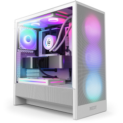 Gabinete NZXT H5 Flow RGB, Midi-Tower, ATX/EATX/Micro-ATX/Mini-ITX, USB 3.0, sin Fuente, 2 Ventiladores Instalados, Blanco 