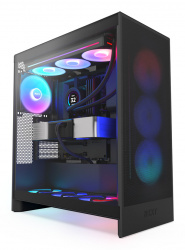 Gabinete NZXT H7 Flow RGB con Ventana, Midi-Tower, E-ATX/ ATX/Micro-ATX/Mini-ITX, USB 3.2, sin Fuente, 3 Ventiladores RGB Instalados, Negro 