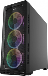 Gabinete Ocelot Gaming  OC-MF3 con Ventana, Midi-Tower, ATX/Micro-ATX/ITX, USB 2.0, sin Fuente, 3 Ventiladores RGB Instalados, Negro 