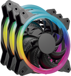 Ventilador Ocelot Gaming OGPF01 RGB, 120mm, 1200RPM, Negro - 3 Piezas 