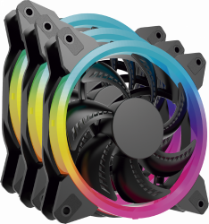 Ventilador Ocelot Gaming OGPF01 RGB, 120mm, 1200RPM, Negro - 3 Piezas ― Empaque abierto, producto nuevo. 