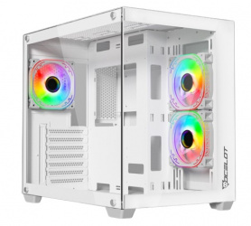 Gabinete Ocelot Gaming W-CUBE 2, Midi-Tower, ATX/Micro-ATX/Mini-ITX, USB 2.0/3.0, sin Fuente, 3 Ventiladores Instalados ARGB, Blanco 