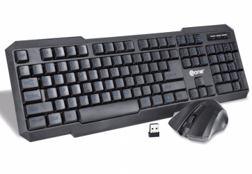 Kit de Teclado y Mouse ONE EKM-850, Inalámbrico, USB, Negro (Inglés) 