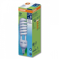 Osram Foco Espiral 83906, Luz de Día, Base E26, 65W, 4300 Lúmenes, Blanco, Ahorro de 80% vs Foco Tradicional 250W 