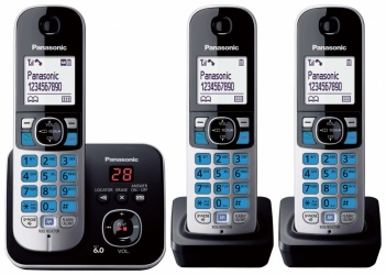 Panasonic Teléfono Inalámbrico KX-TG6823MEB, DECT, Altavoz, Negro/Plata 