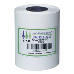 PCM Rollo de Papel Térmico, 45 x 57mm, Blanco, 200 Rollos 