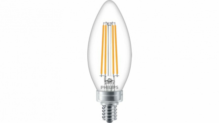 Philips Foco LED Tipo Vela Vintage LED, Luz Cálida, Base E12, 4.5W, 500 Lúmenes, Ahorro de 90% vs Foco Tradicional 40W 