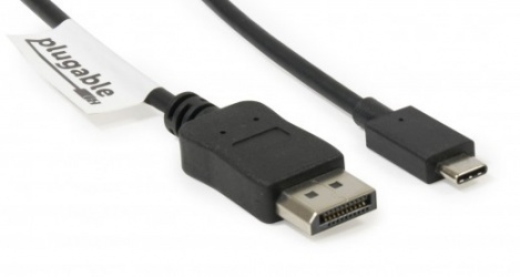 Plugable Cable USB C Macho - DisplayPort Hembra, 1.8 Metros, Negro 