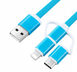 Q-Touch Cable USB-A Macho - Lightning Macho/Micro USB, 1 Metro, Azul 