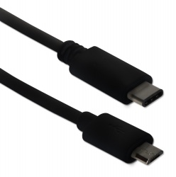 QVS Cable USB C Macho - micro USB B Macho, 1 Metro, Negro 