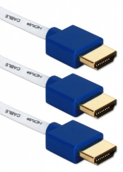 QVS Cable HDMI de Alta Velocidad con Ethernet HDMI Macho - HDMI Macho, 3 Metros, Blanco/Azul, 3 Piezas 