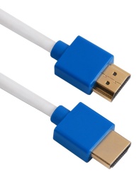 QVS Cable HDMI de Alta Velocidad con Ethernet HDMI Macho - HDMI Macho, 3 Metros, Blanco/Azul 