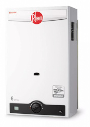 Rheem Calentador de Agua RHIN-MX06, Gas Natural, 360 Litros/Hora, Blanco ― Abierto ― Abierto 