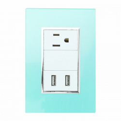 Santul Placa Tomacorriente Venencia, 1 Enchufe + 2 USB A, 127V, 10A, Aqua 