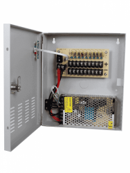 Saxxon Fuente de Poder Regulada PSU1210D9, 12V, 10A, para 9 Cámaras 