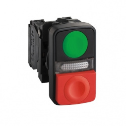 Schneider Electric Botón de Emergencia XB5AW73731G5, Alámbrico, Verde/Rojo 