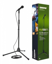 Shure Kit Micrófono y Pedestal PGA58-BTS, Alámbrico, Negro 