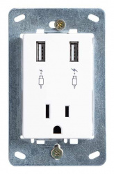 Simon Tomacorriente 2700454-060, 1 Enchufe + 2x USB-A, 127V, Blanco 