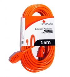 Smartbitt Extensión de Uso Rudo SBEC-HD15M, 3 Salidas AC, 13A, 15 Metros, Naranja 