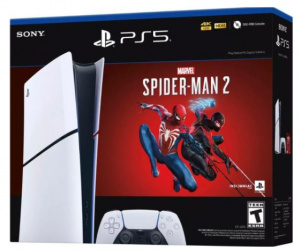 Sony PlayStation 5 Slim Digital Edition 1TB, WiFi, Bluetooth 5.1, Blanco/Negro - Spider-Man 2 